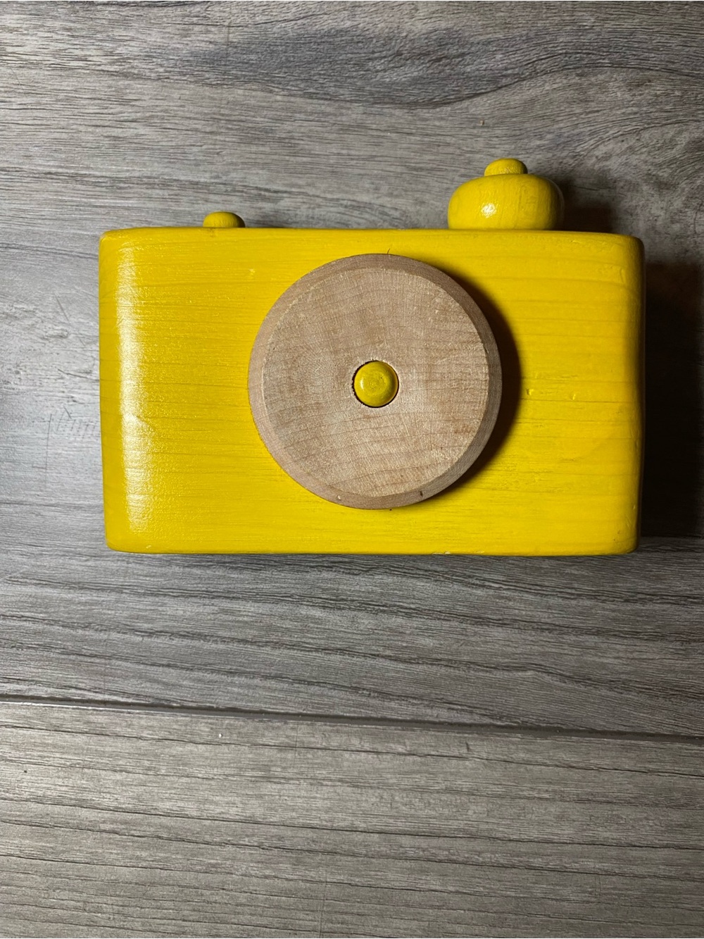 EUC Yellow Wooden Toy Camera - Kids Role Play Camera Waldorf Montessori